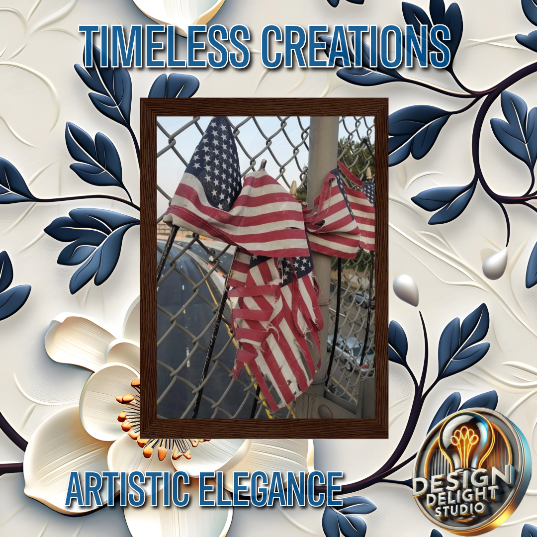 A distressed American flag art print symbolizing resilience and patriotism, perfect for adding a bold statement to your home or office decor.