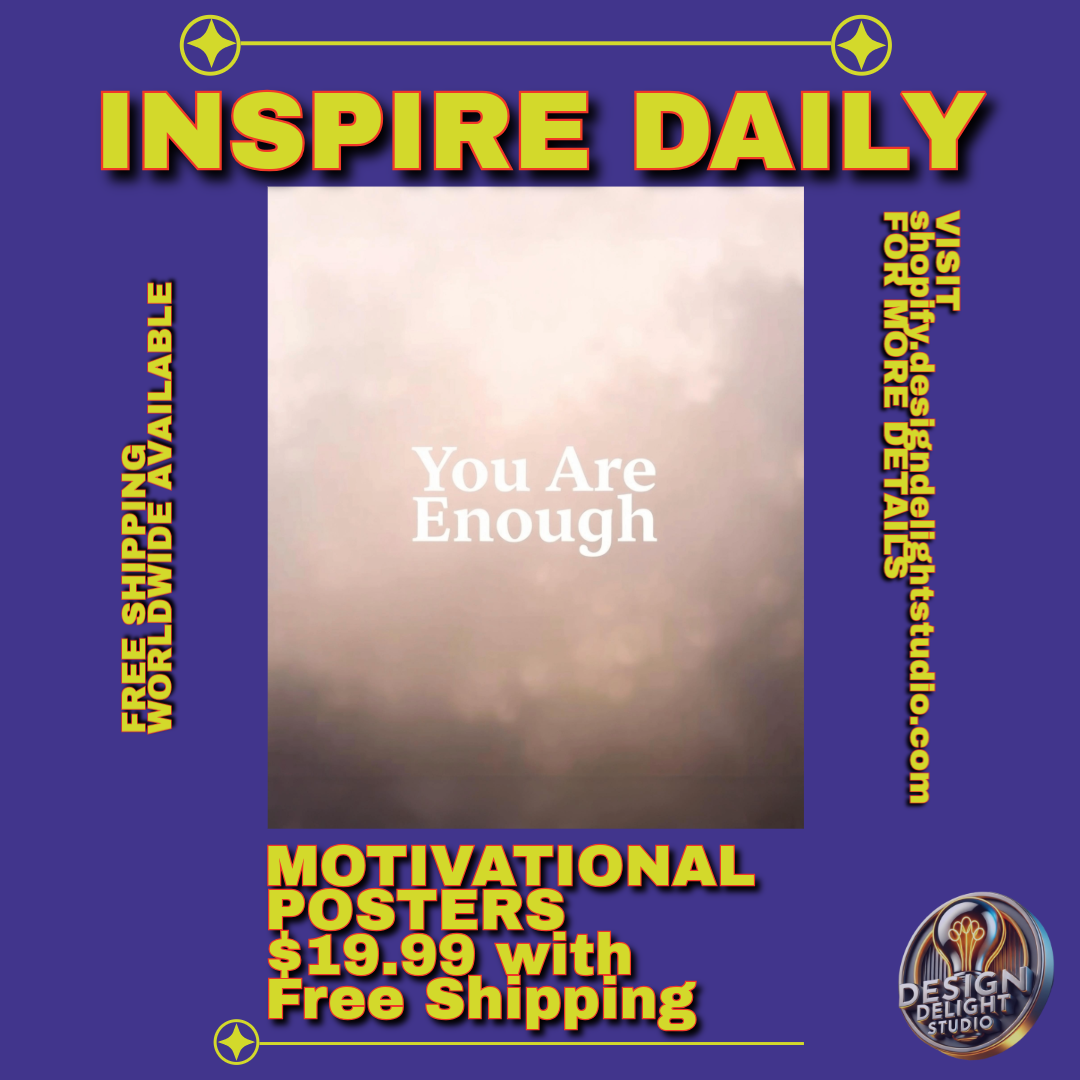You Are Enough Inspirational Wall Art – Calming Cloud Design for Home or Office – Motivational Poster with Free Worldwide Shipping.