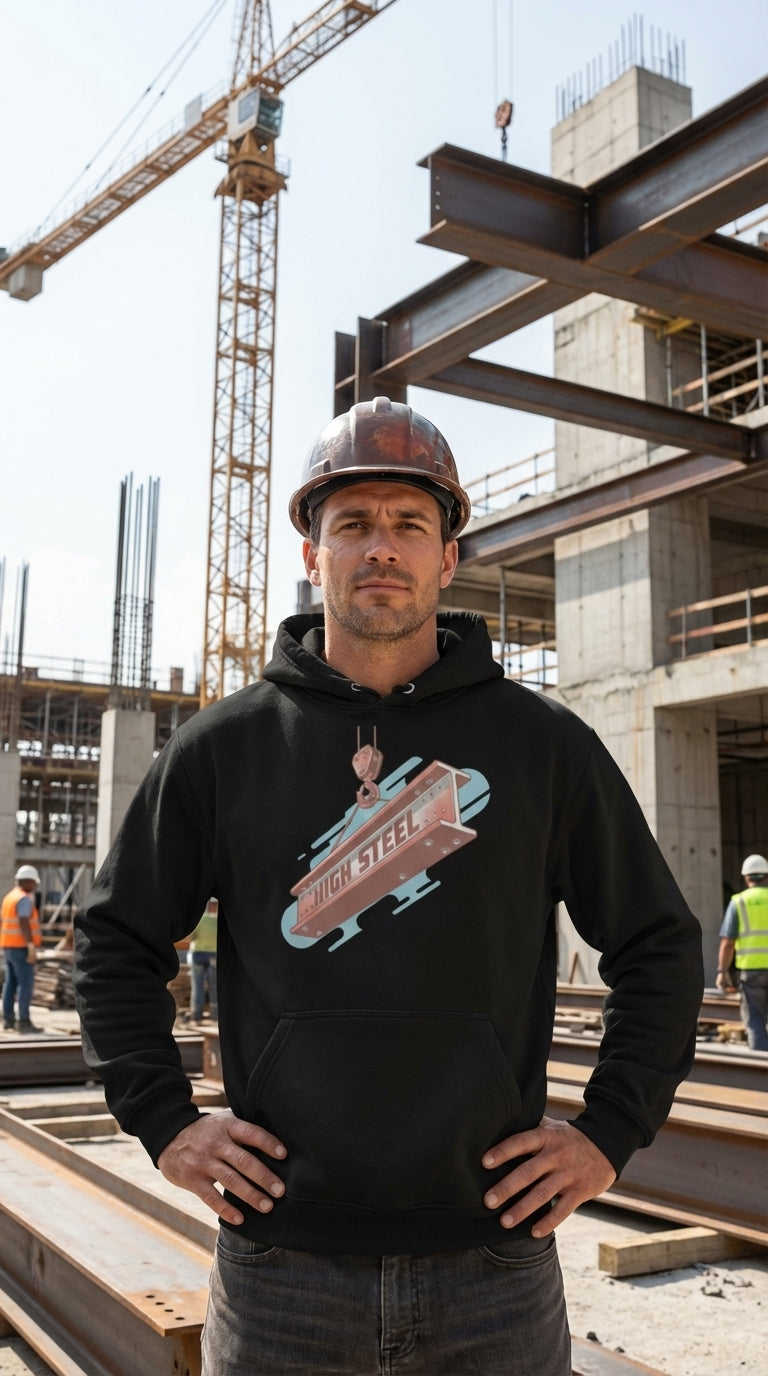 High Steel Ironworker Hoodie - Male Builder in Construction Site - The LGS 'Equippable'