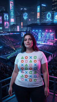 Organic Cotton Gamer Icon Tee - Cyberpunk Plus in Esports Arena - Kitchen Table Legend