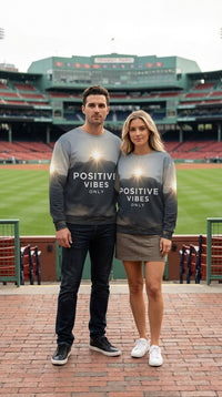 Positive Vibes Only Recycled Unisex Sweatshirt - Couple / Duo in Fenway Park - Eco-Aesthetic Lifestyle