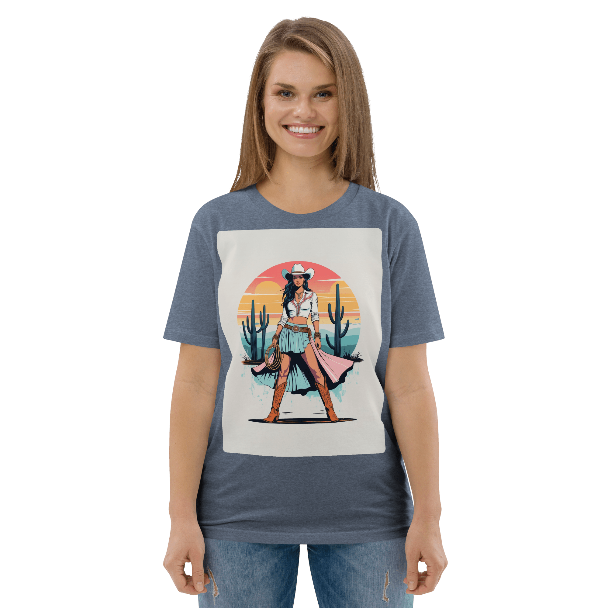 California Cowgirl Chic Organic Cotton T-Shirt - Design Delight Studio
