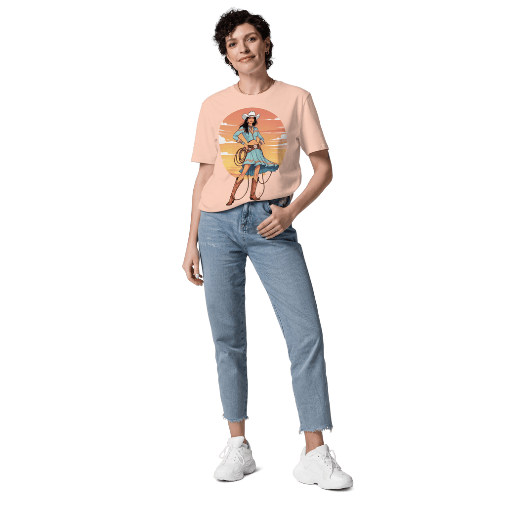 California Cowgirl Chic Organic Cotton T-Shirt - Design Delight Studio