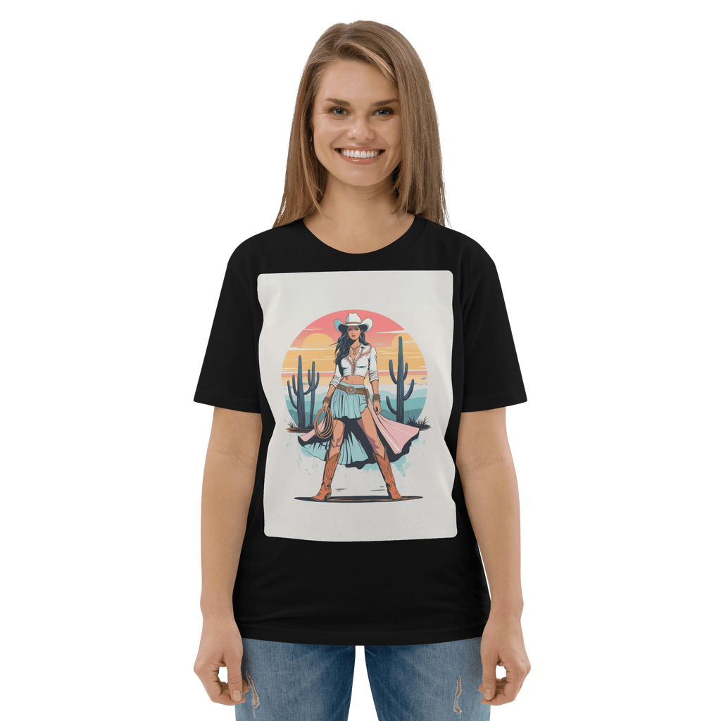 California Cowgirl Chic Organic Cotton T-Shirt - Design Delight Studio