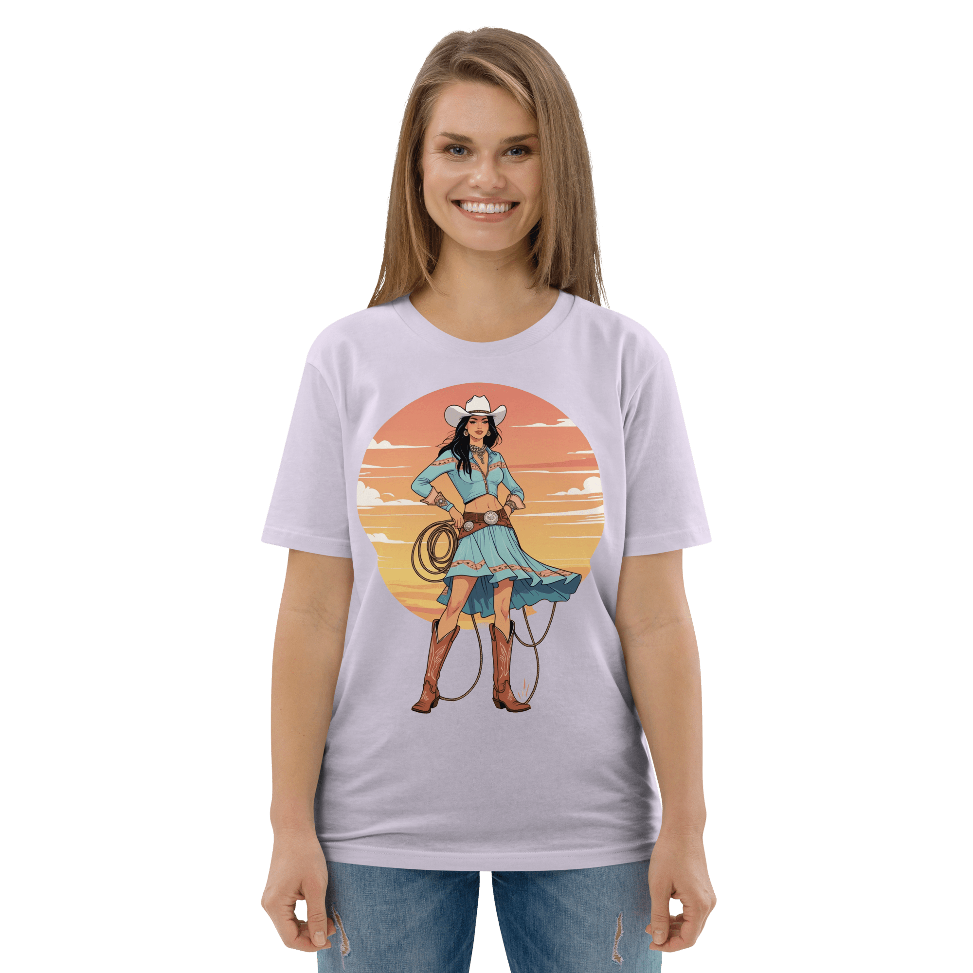 California Cowgirl Chic Organic Cotton T-Shirt - Design Delight Studio