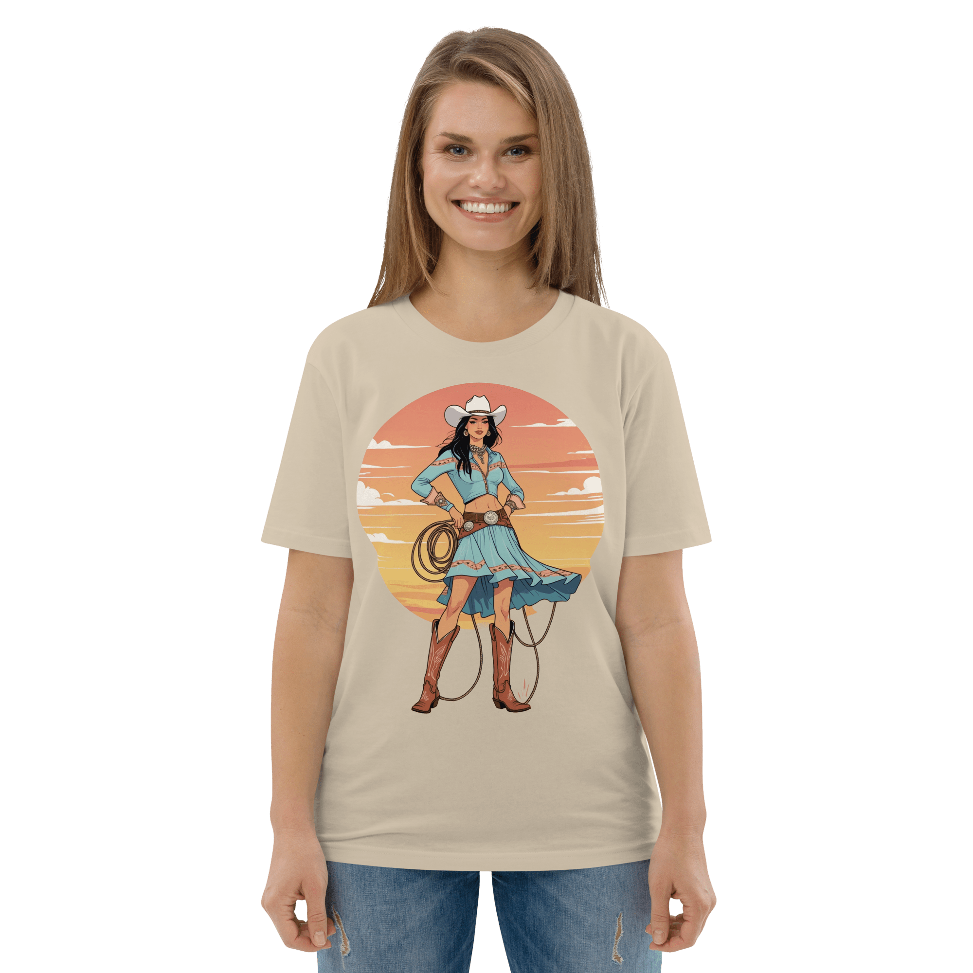 California Cowgirl Chic Organic Cotton T-Shirt - Design Delight Studio