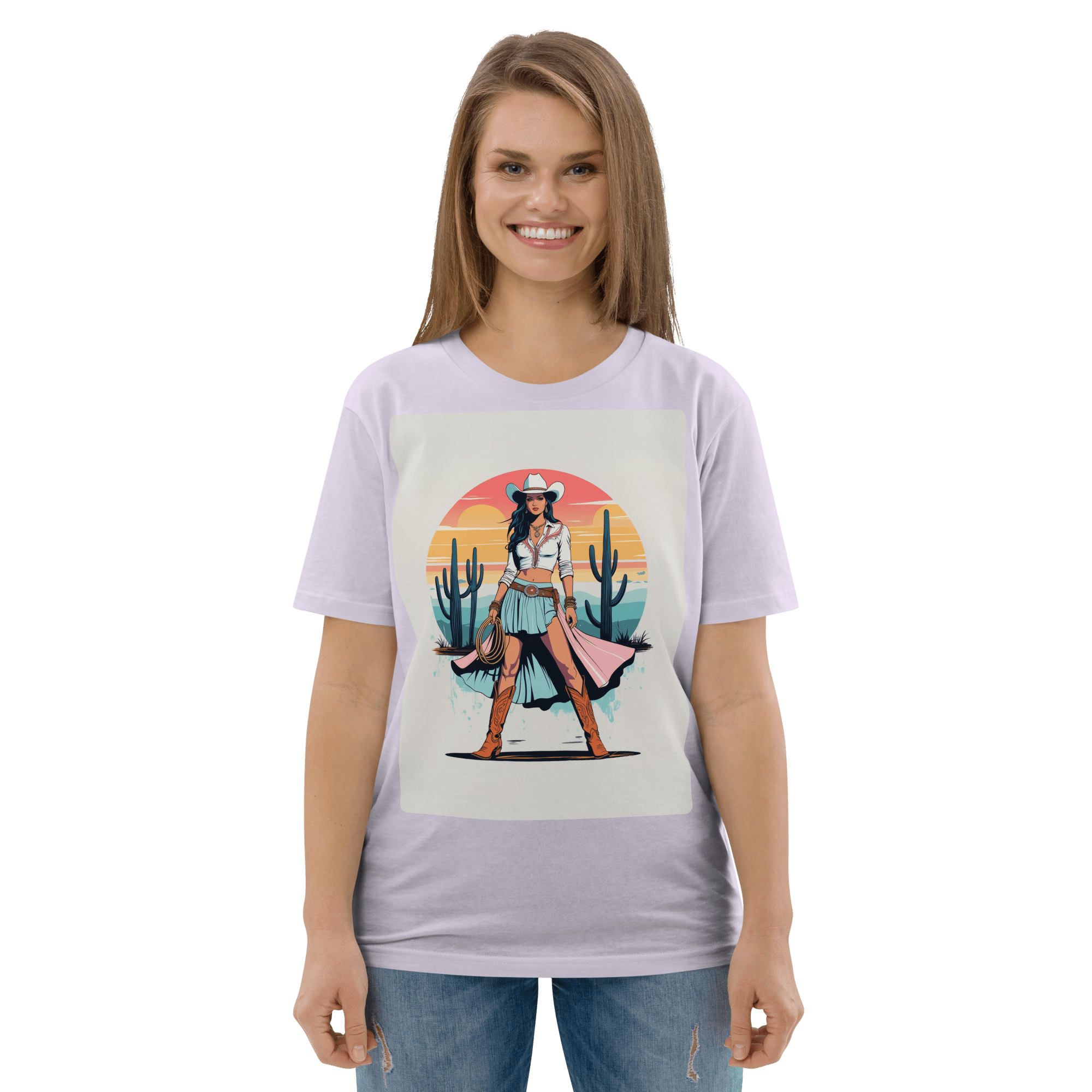 California Cowgirl Chic Organic Cotton T-Shirt - Design Delight Studio