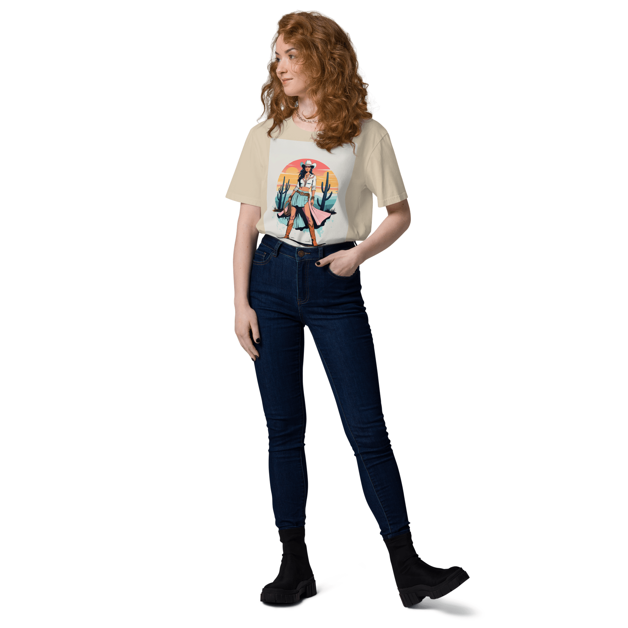 California Cowgirl Chic Organic Cotton T-Shirt - Design Delight Studio