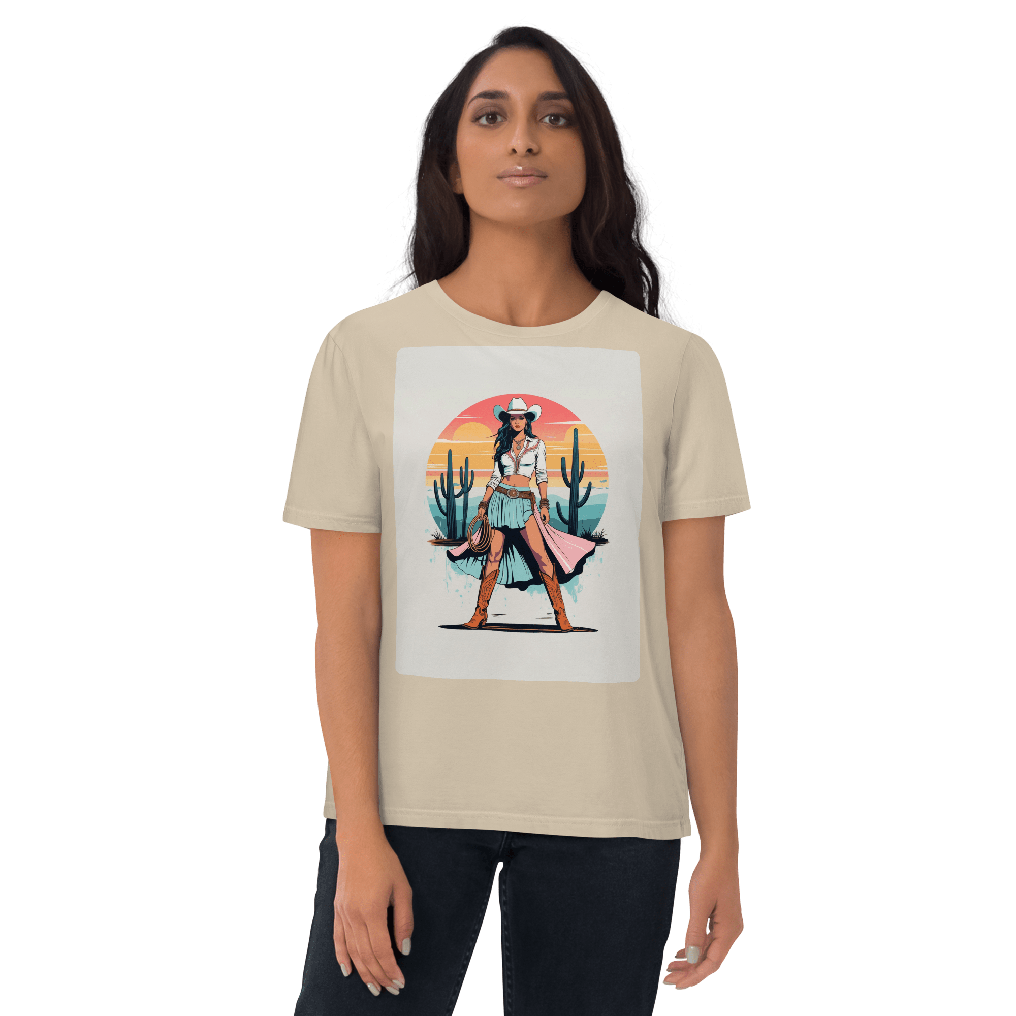 California Cowgirl Chic Organic Cotton T-Shirt - Design Delight Studio