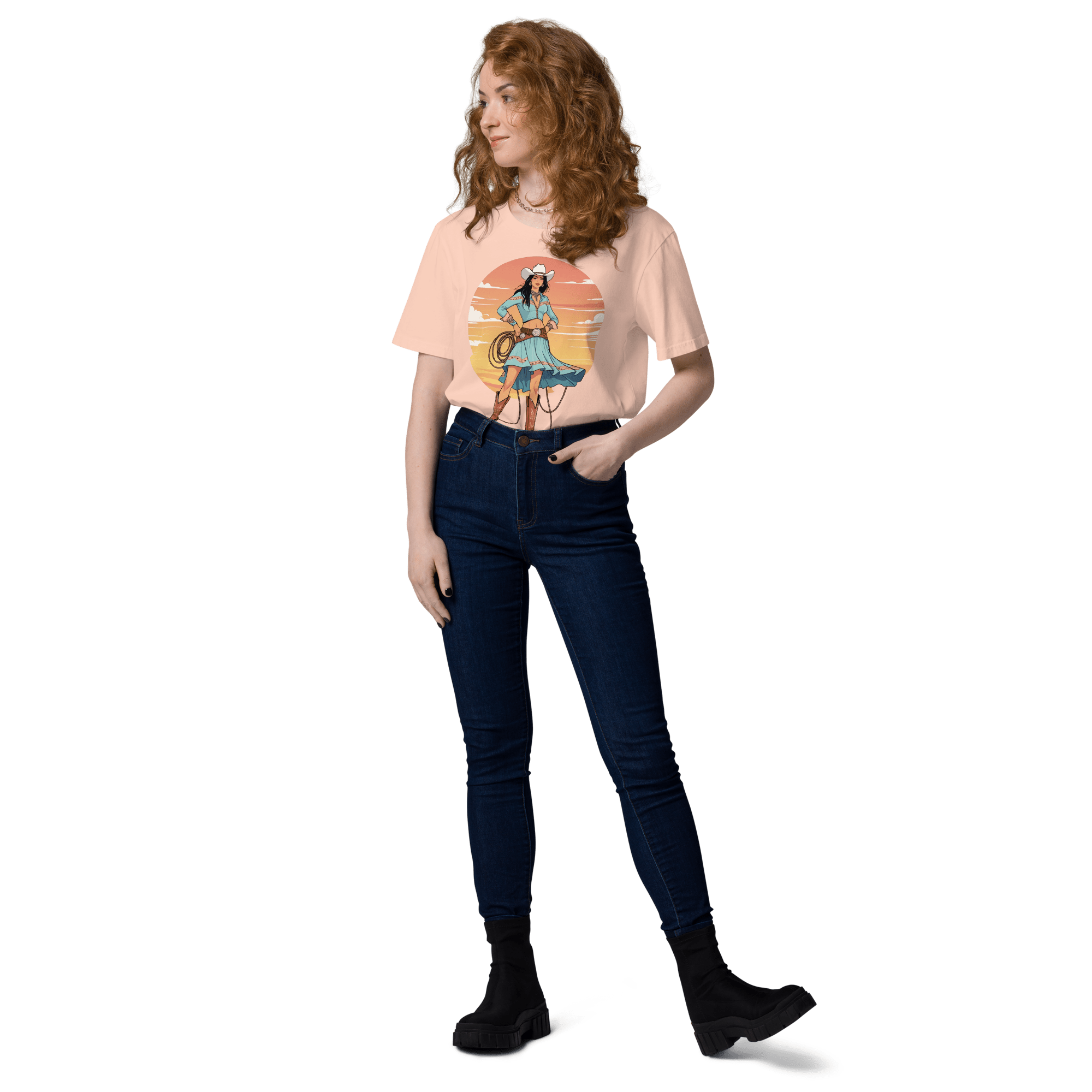 California Cowgirl Chic Organic Cotton T-Shirt - Design Delight Studio