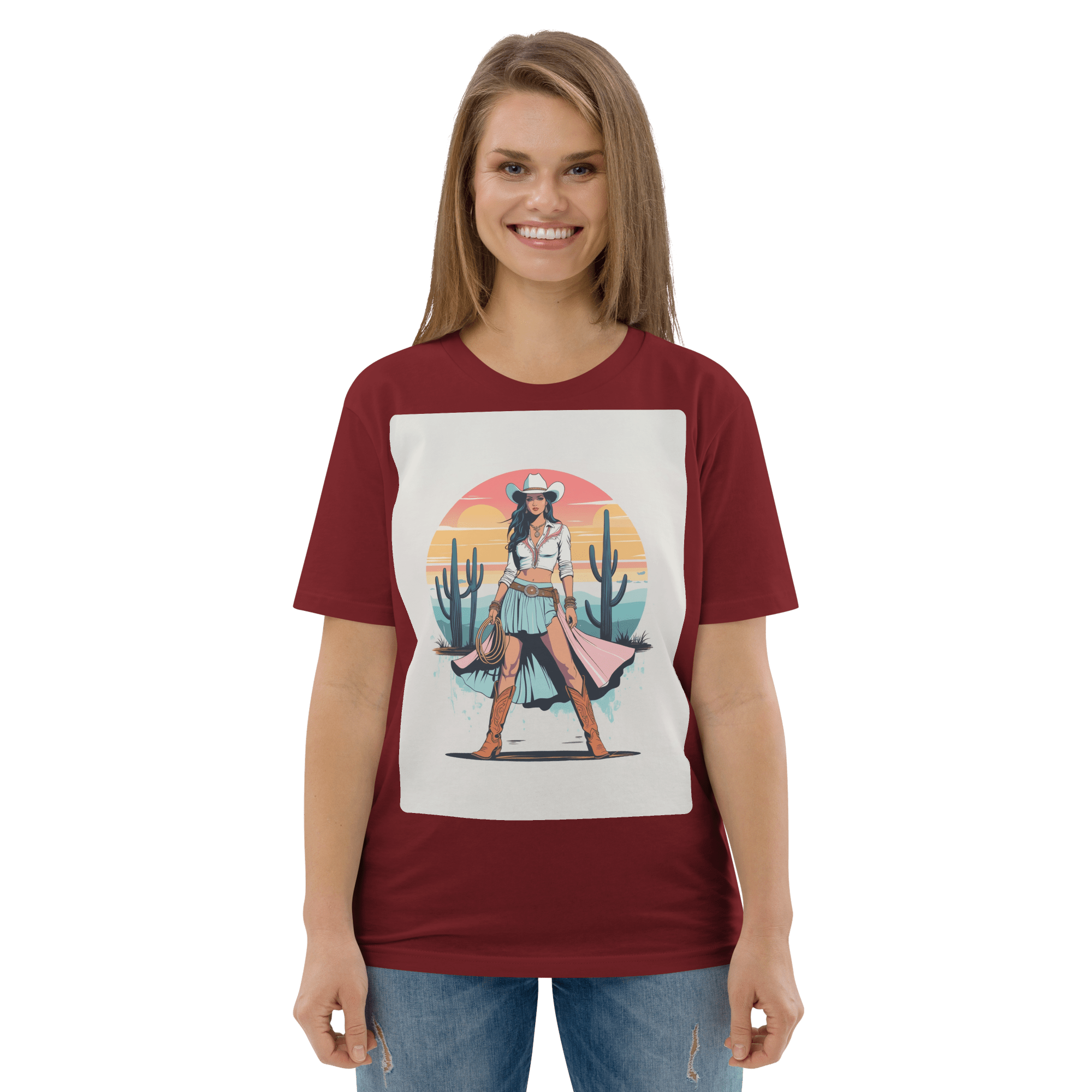 California Cowgirl Chic Organic Cotton T-Shirt - Design Delight Studio