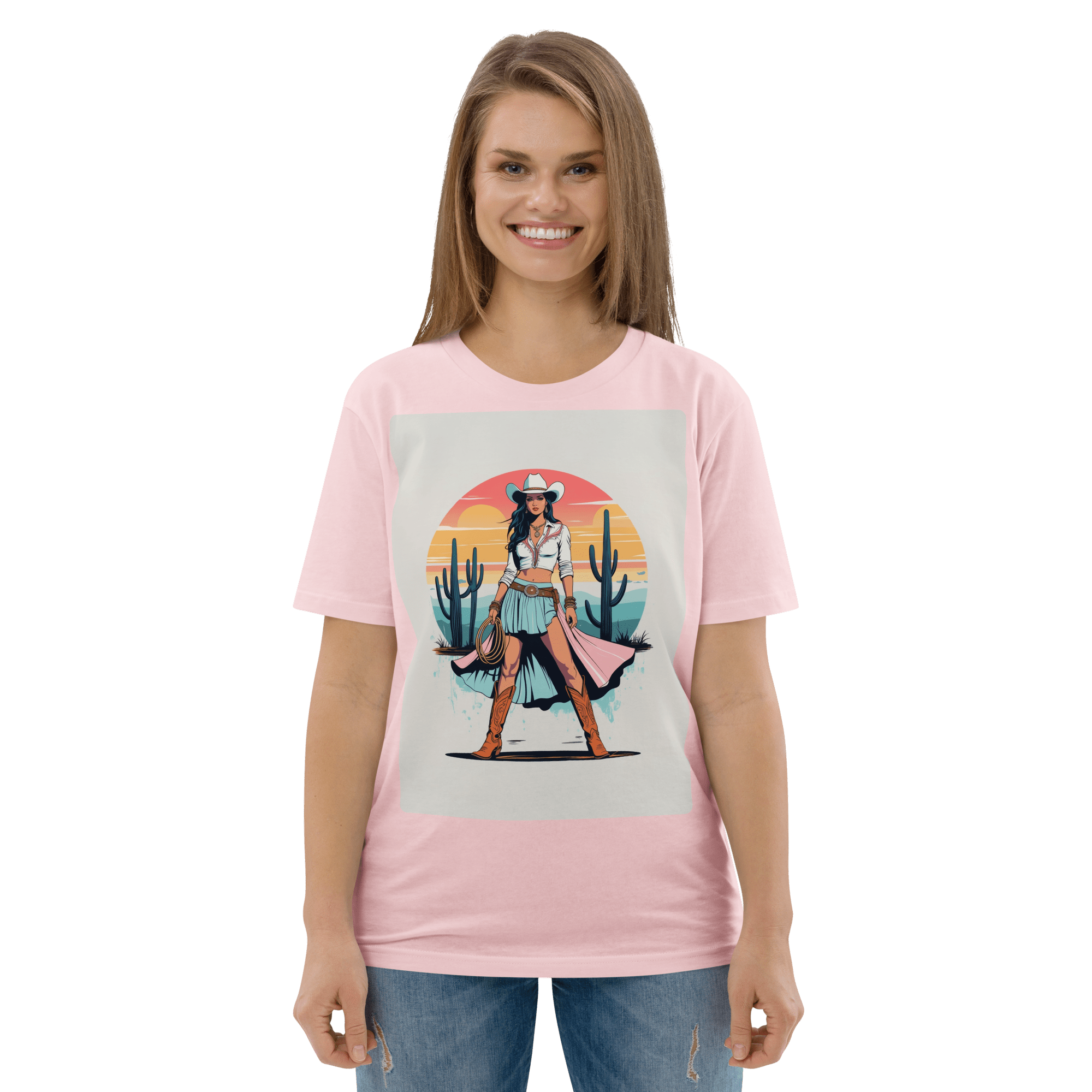 California Cowgirl Chic Organic Cotton T-Shirt - Design Delight Studio