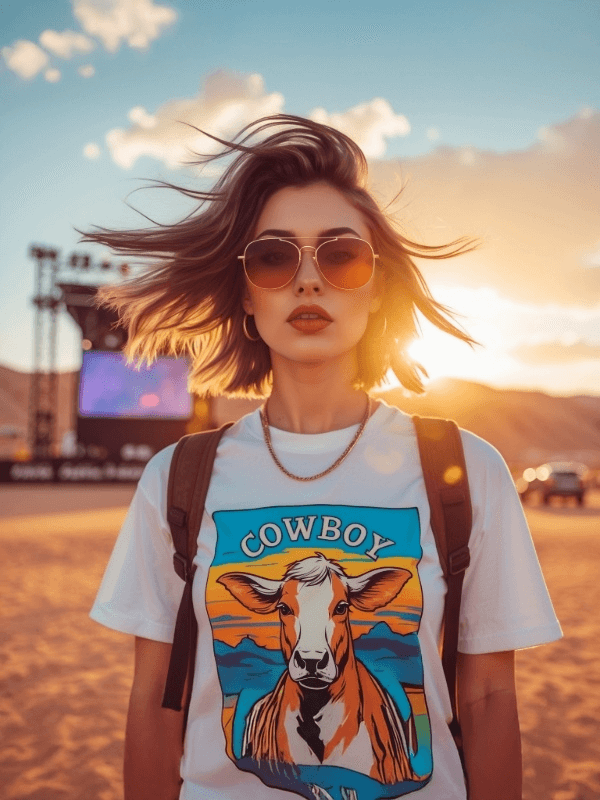 California Cowgirl Chic Organic Cotton T-Shirt - Design Delight Studio