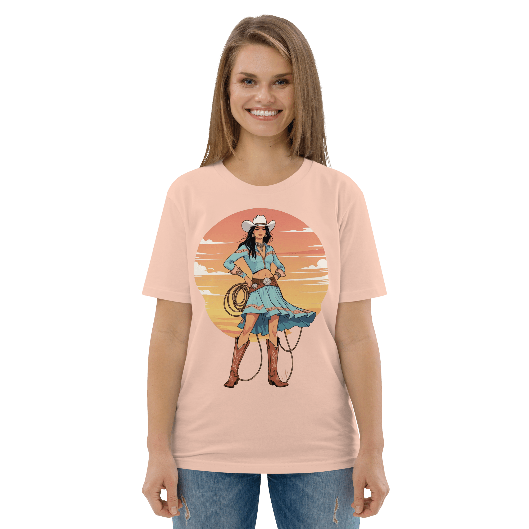 California Cowgirl Chic Organic Cotton T-Shirt - Design Delight Studio