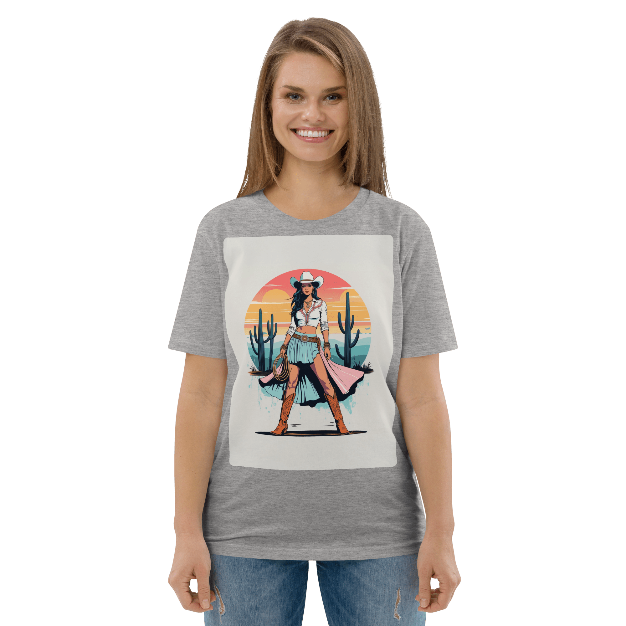 California Cowgirl Chic Organic Cotton T-Shirt - Design Delight Studio