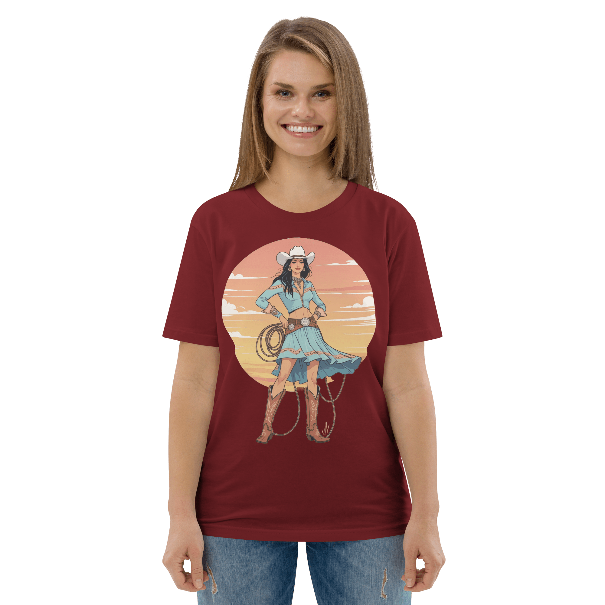 California Cowgirl Chic Organic Cotton T-Shirt - Design Delight Studio