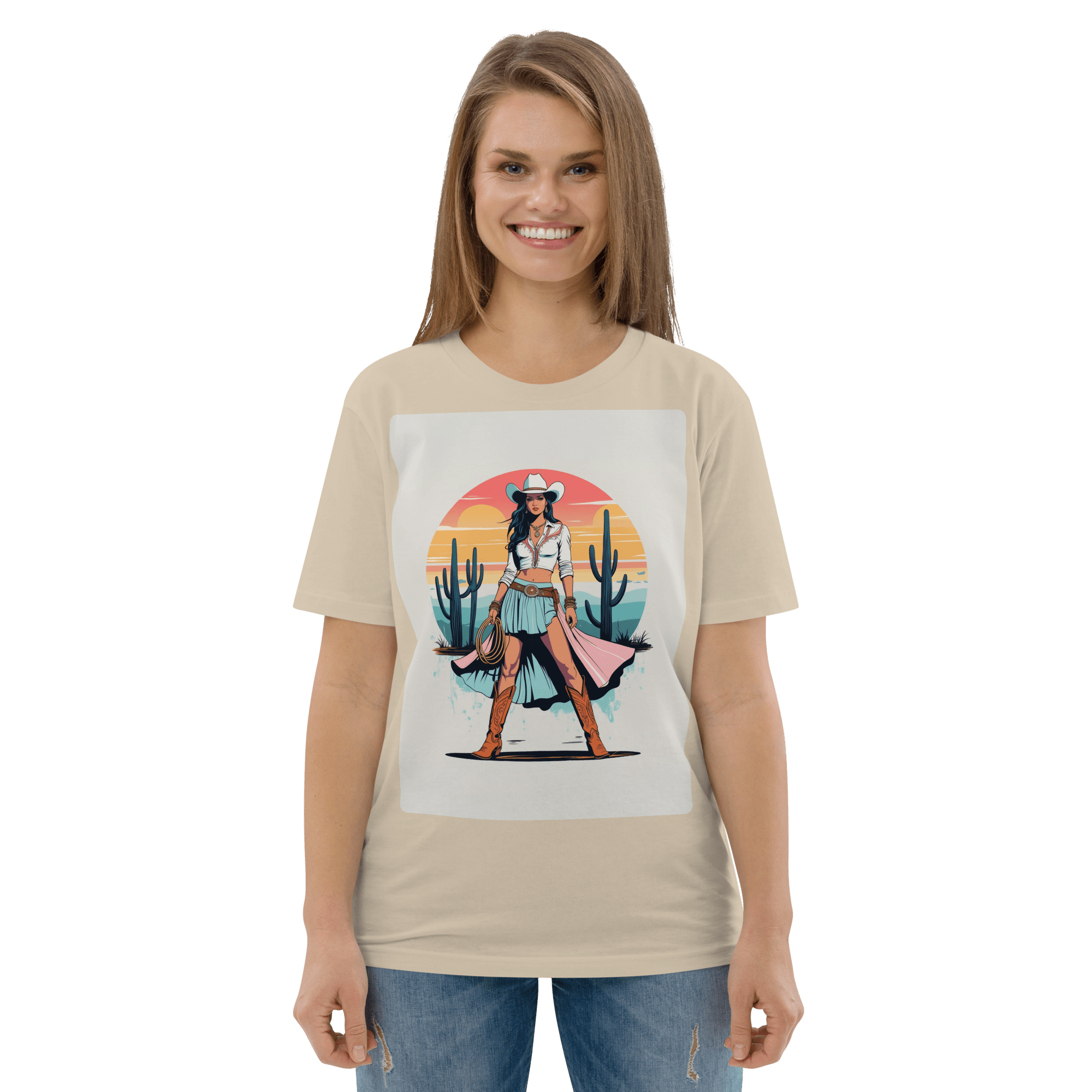 California Cowgirl Chic Organic Cotton T-Shirt - Design Delight Studio