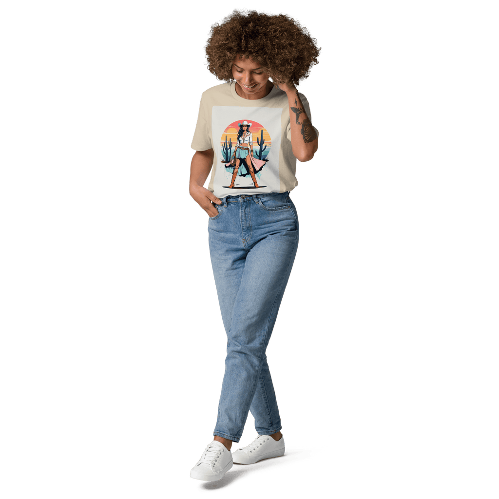 California Cowgirl Chic Organic Cotton T-Shirt - Design Delight Studio