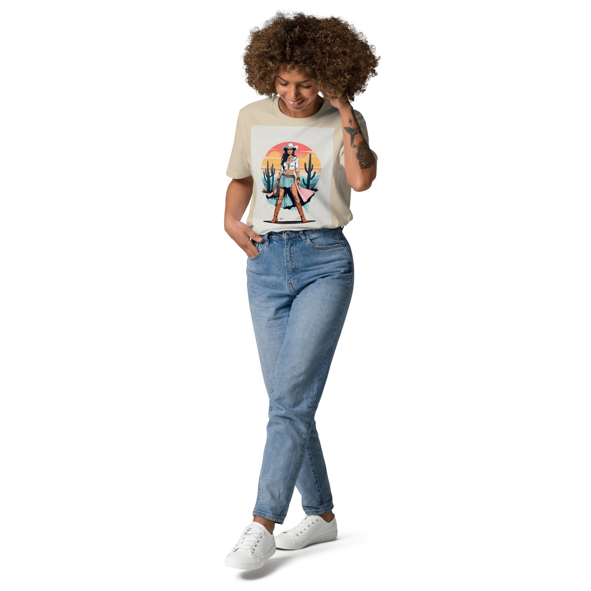 California Cowgirl Chic Organic Cotton T-Shirt - Design Delight Studio
