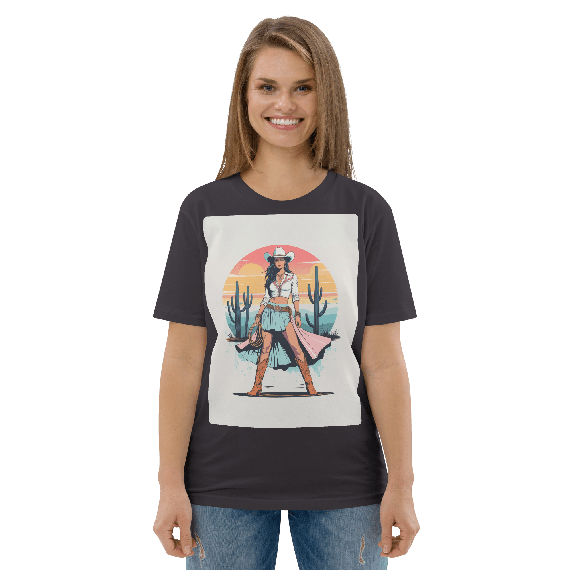 California Cowgirl Chic Organic Cotton T-Shirt - Design Delight Studio