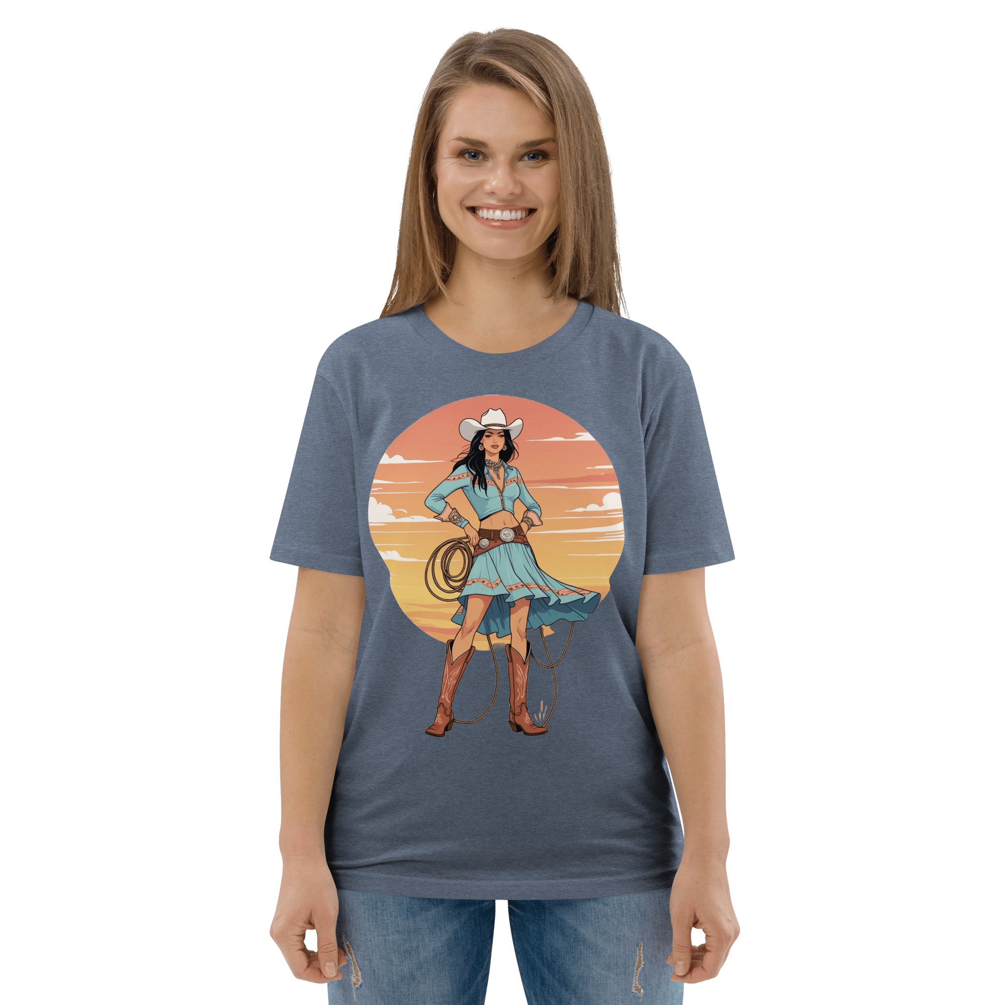 California Cowgirl Chic Organic Cotton T-Shirt - Design Delight Studio