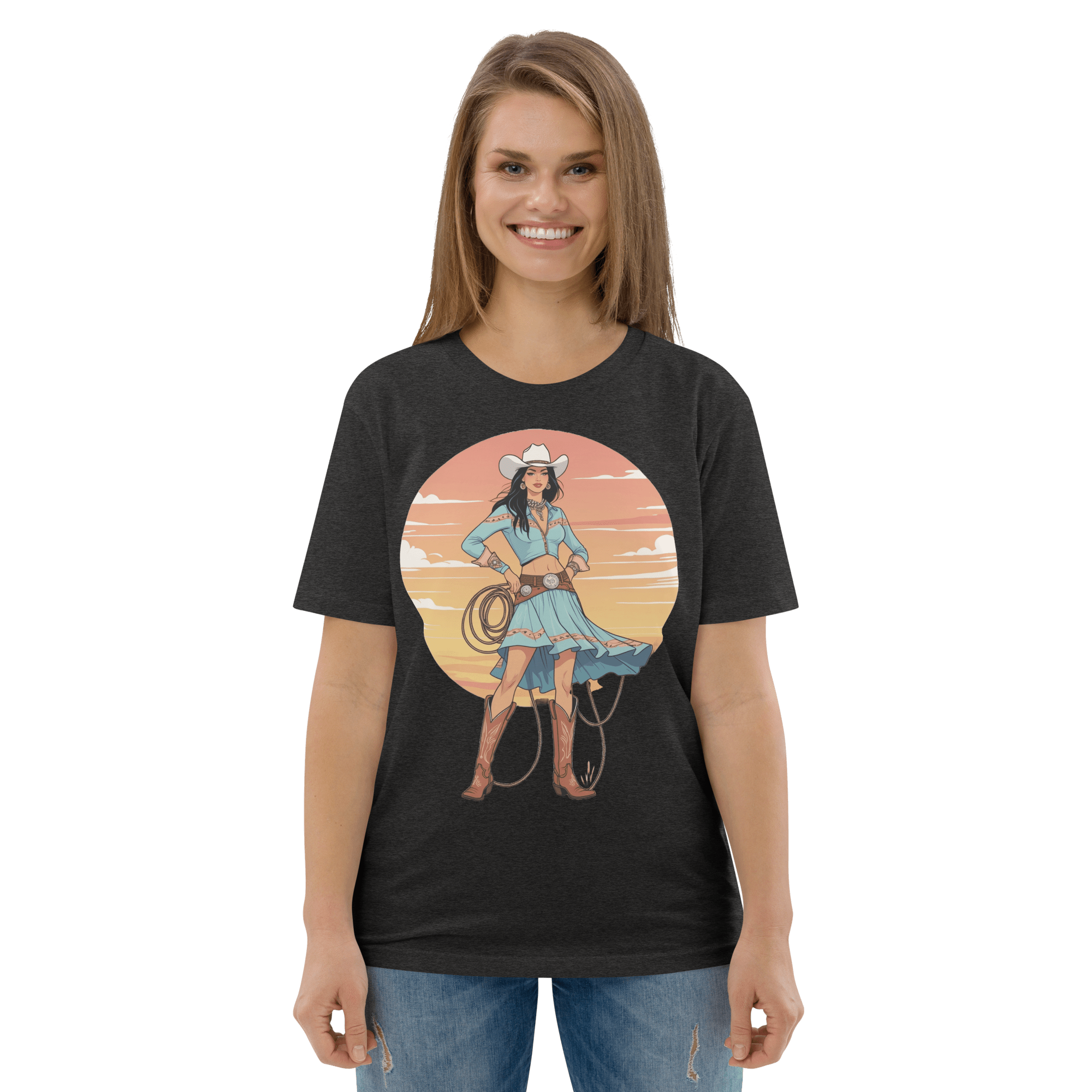 California Cowgirl Chic Organic Cotton T-Shirt - Design Delight Studio