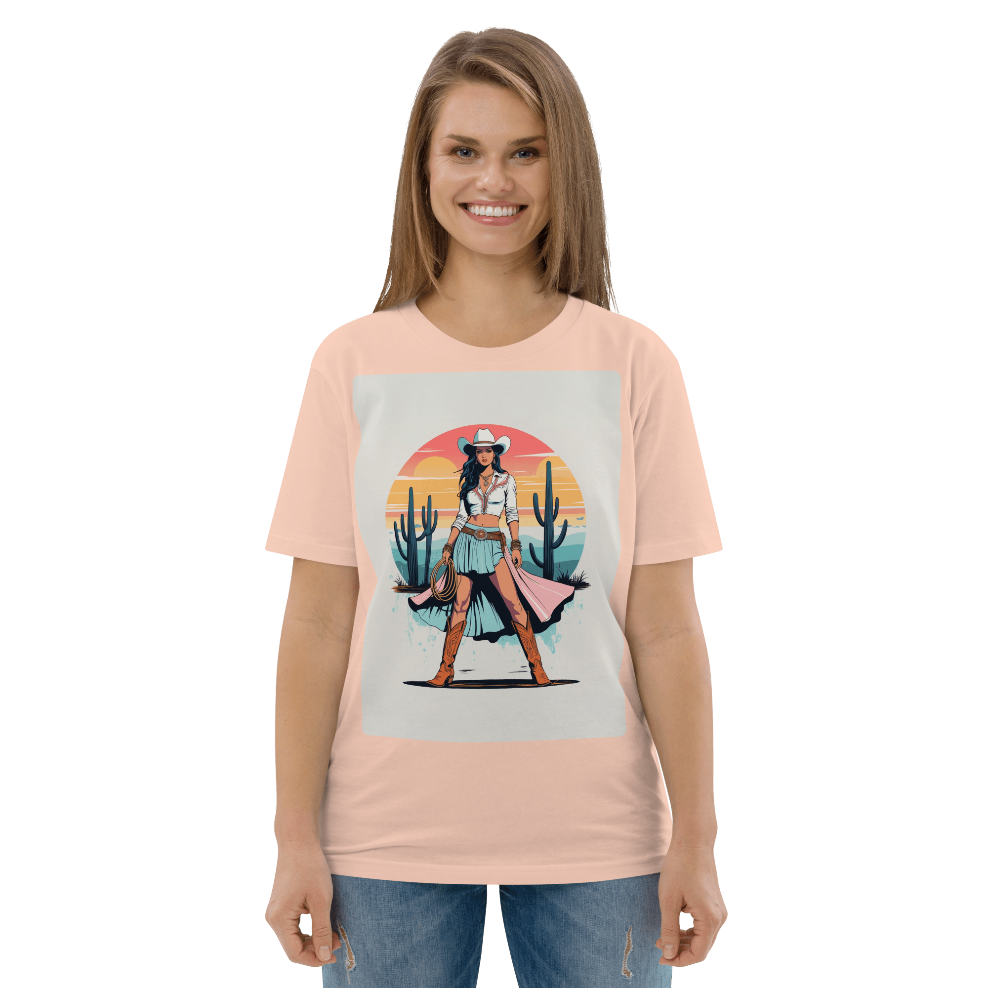 California Cowgirl Chic Organic Cotton T-Shirt - Design Delight Studio