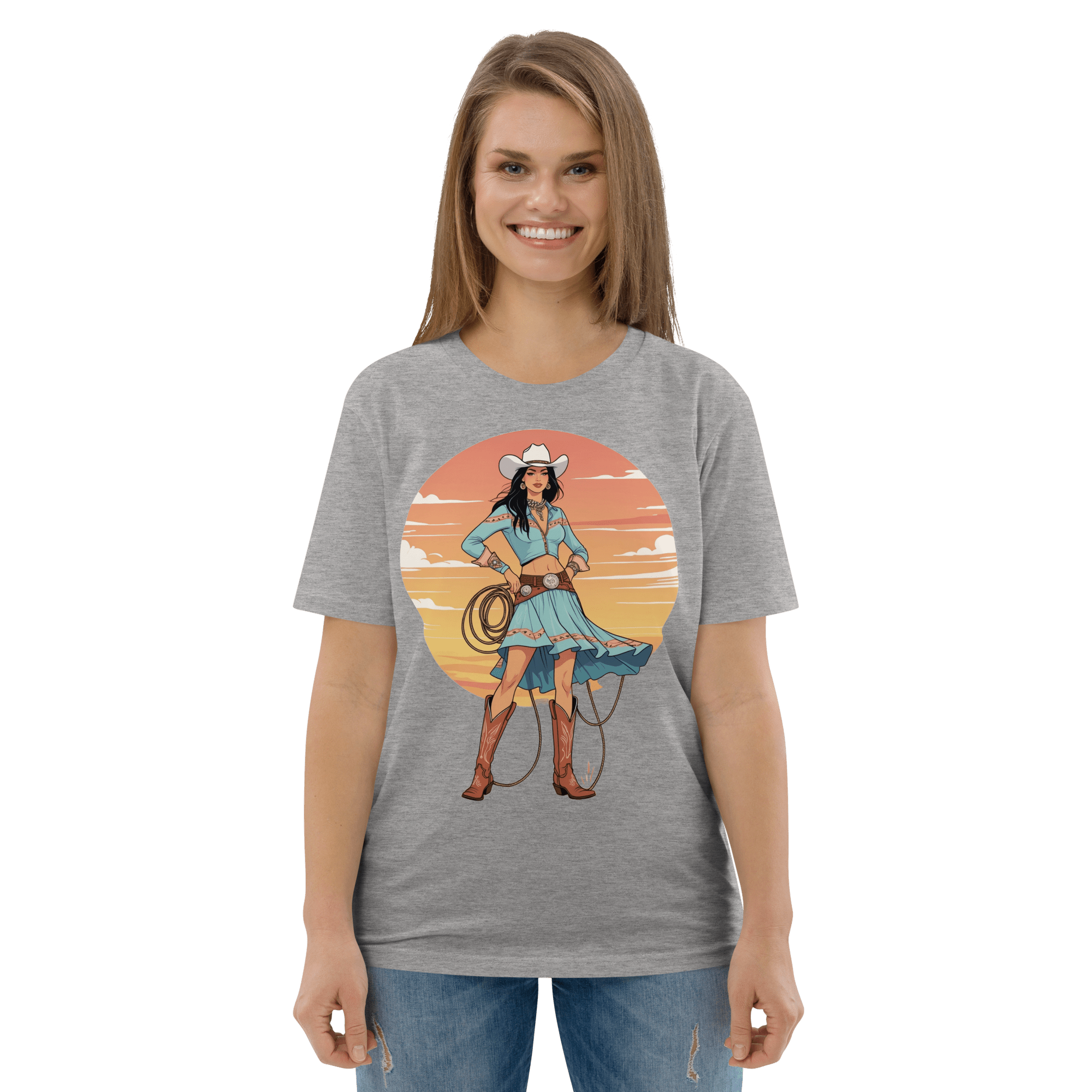 California Cowgirl Chic Organic Cotton T-Shirt - Design Delight Studio