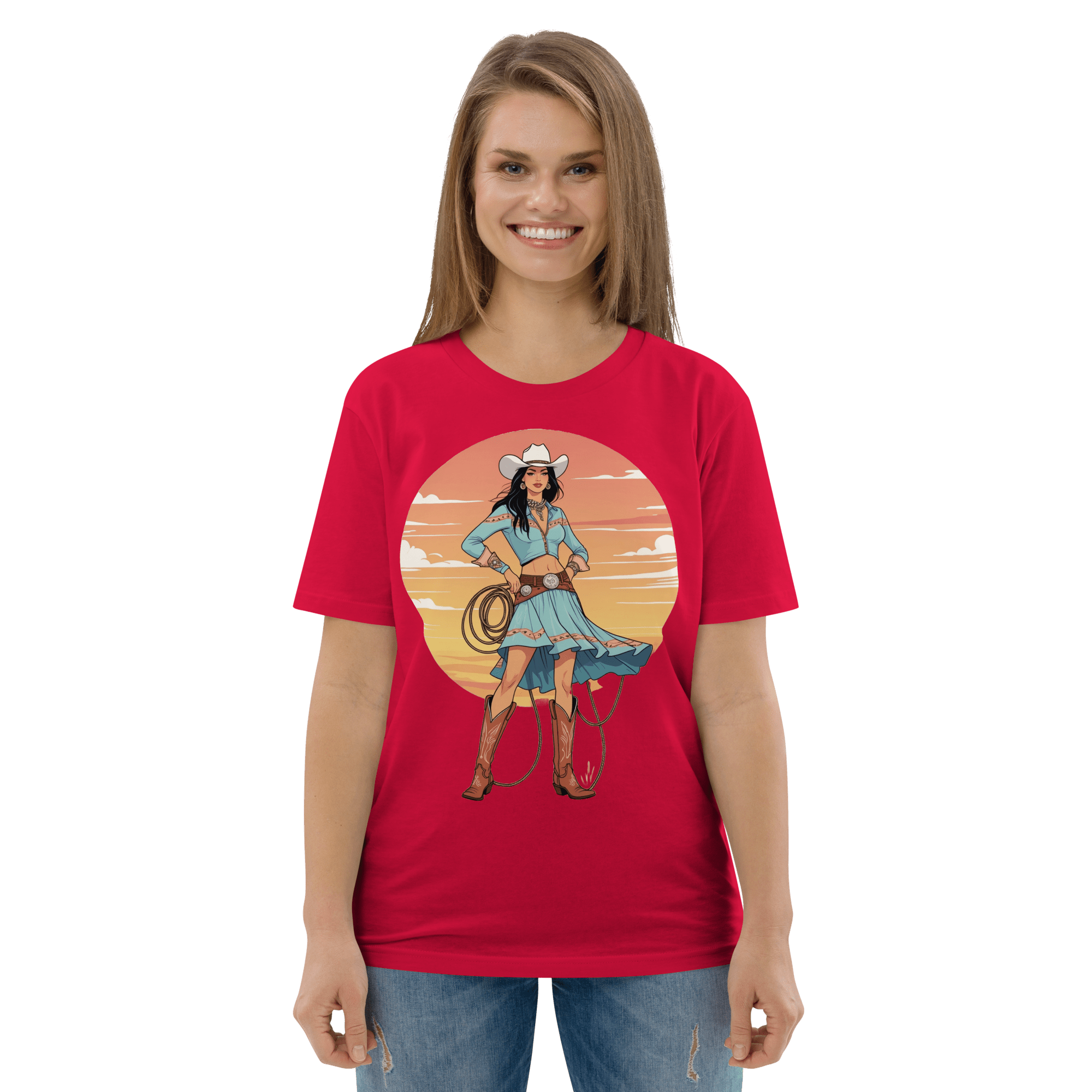 California Cowgirl Chic Organic Cotton T-Shirt - Design Delight Studio