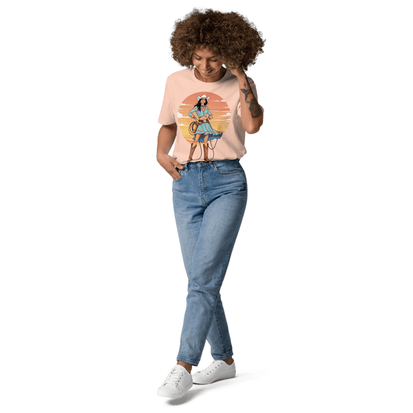 California Cowgirl Chic Organic Cotton T-Shirt - Design Delight Studio
