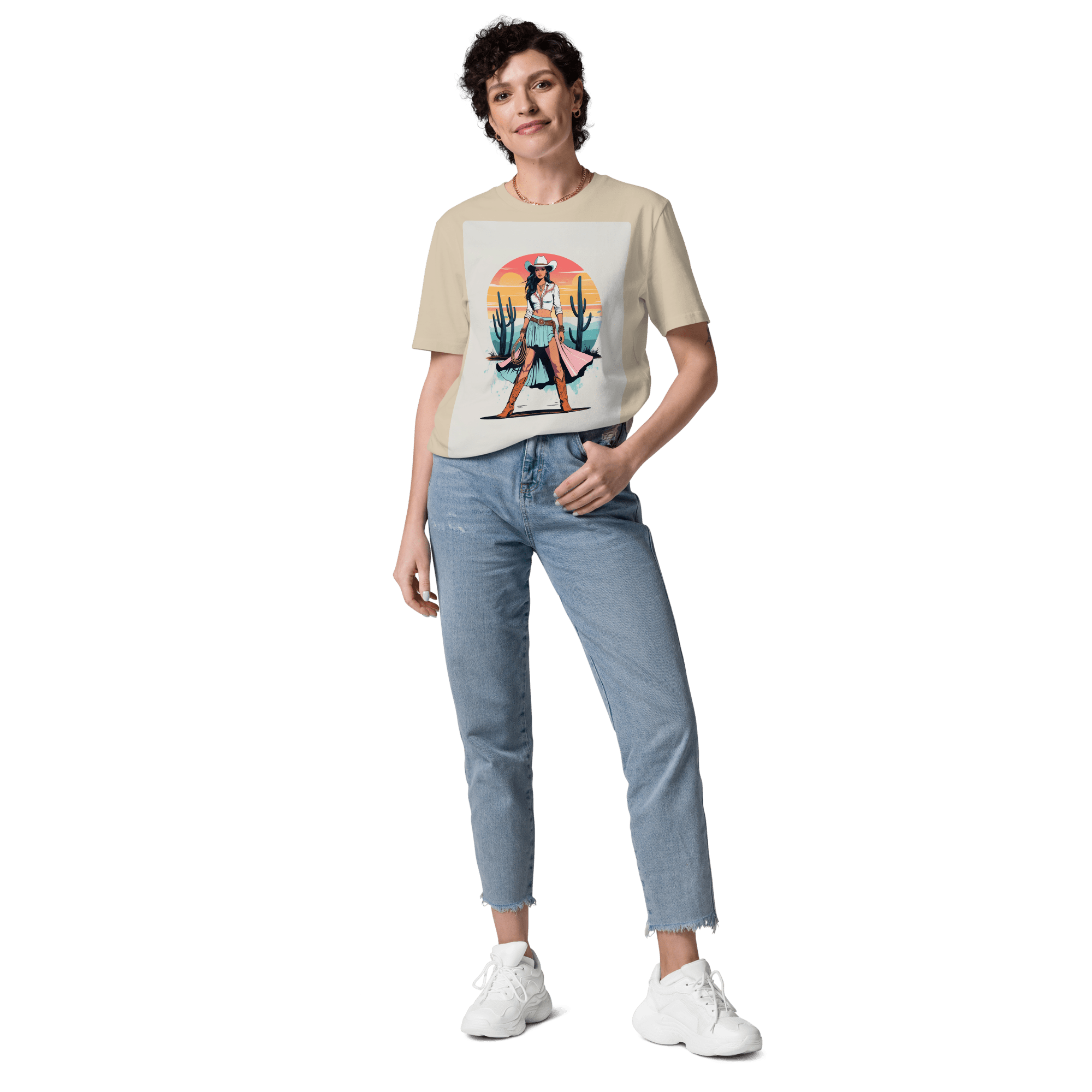California Cowgirl Chic Organic Cotton T-Shirt - Design Delight Studio