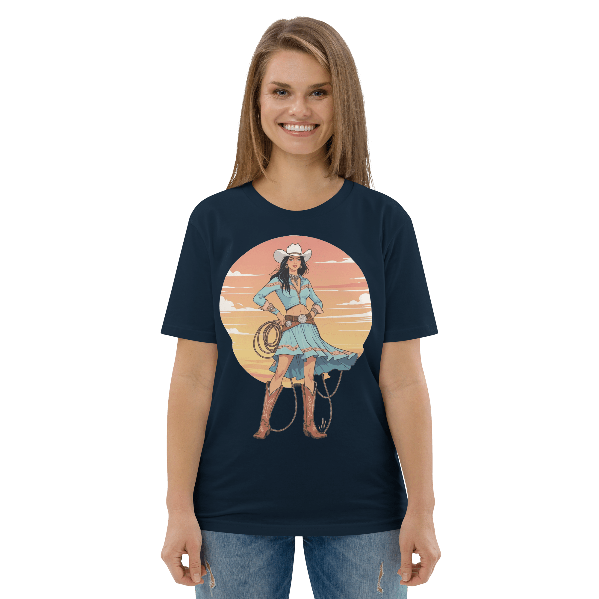 California Cowgirl Chic Organic Cotton T-Shirt - Design Delight Studio