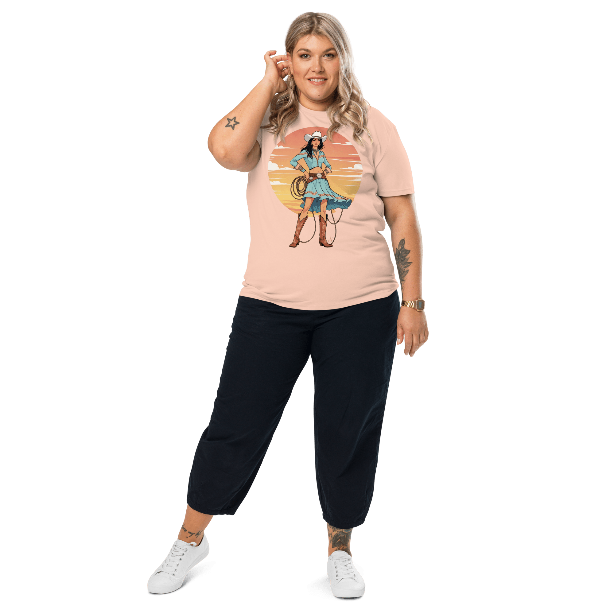 California Cowgirl Chic Organic Cotton T-Shirt - Design Delight Studio