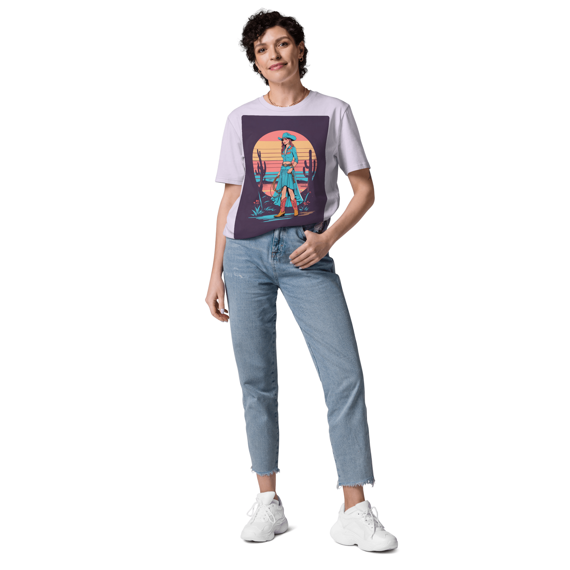 California Cowgirl Chic Organic Cotton T-Shirt – Vintage Western Rodeo Tee - Design Delight Studio