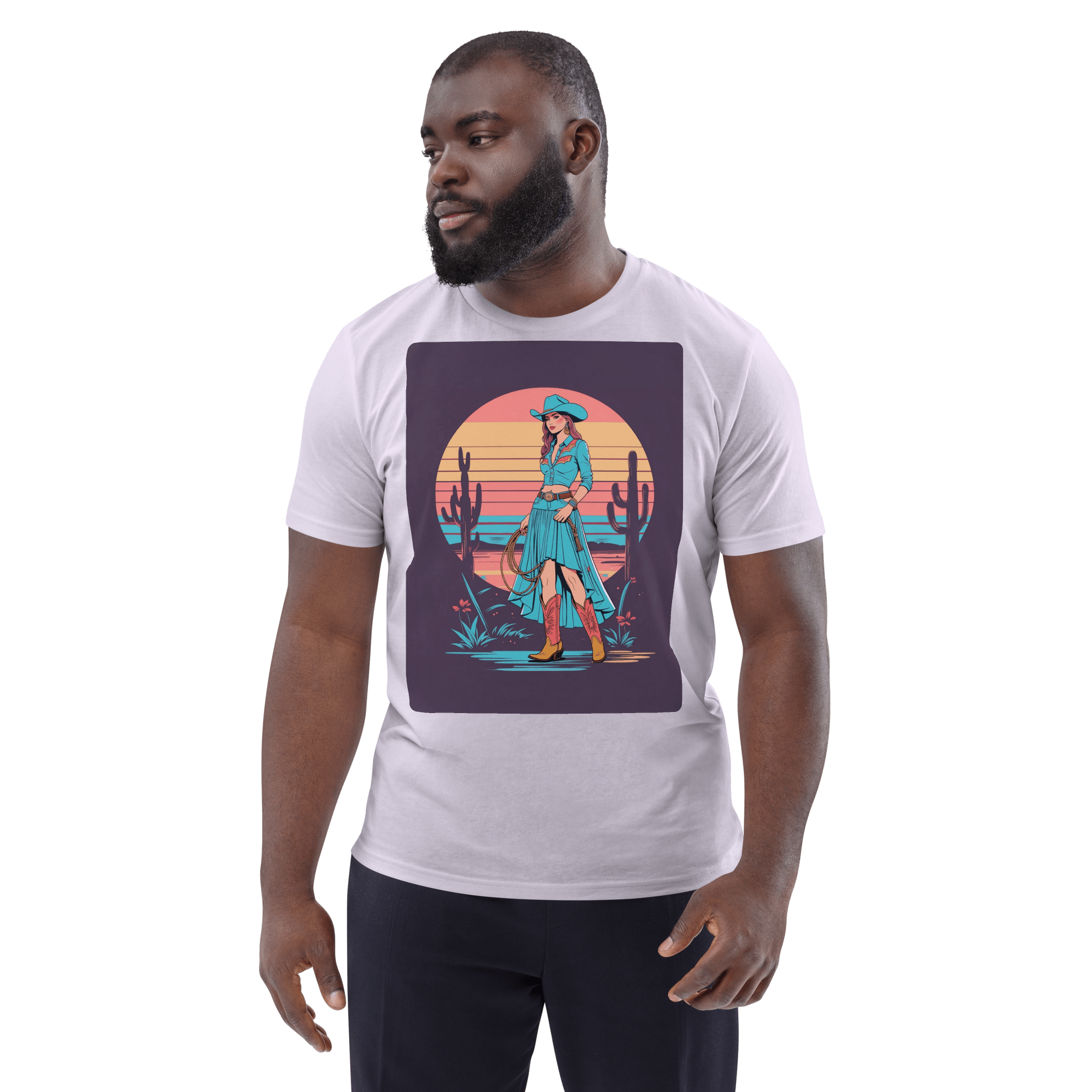 California Cowgirl Chic Organic Cotton T-Shirt – Vintage Western Rodeo Tee - Design Delight Studio