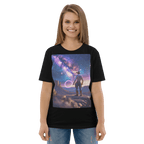 Cosmic Cowboy Organic Cotton T-Shirt - Space Western Graphic Tee - Design Delight Studio