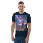 Cosmic Cowboy Organic Cotton T-Shirt - Space Western Graphic Tee - Design Delight Studio
