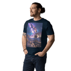 Cosmic Cowboy Organic Cotton T-Shirt - Space Western Graphic Tee - Design Delight Studio