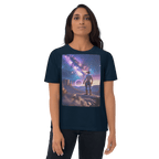 Cosmic Cowboy Organic Cotton T-Shirt - Space Western Graphic Tee - Design Delight Studio