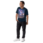 Cosmic Cowboy Organic Cotton T-Shirt - Space Western Graphic Tee - Design Delight Studio