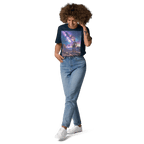 Cosmic Cowboy Organic Cotton T-Shirt - Space Western Graphic Tee - Design Delight Studio