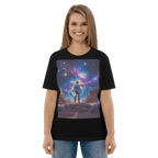 Cosmic Cowboy Organic Cotton T-Shirt - Western Space Art Tee - Design Delight Studio
