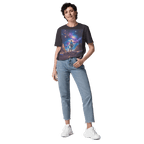 Cosmic Cowboy Organic Cotton T-Shirt - Western Space Art Tee - Design Delight Studio