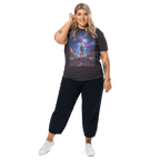 Cosmic Cowboy Organic Cotton T-Shirt - Western Space Art Tee - Design Delight Studio