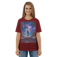 Cosmic Cowboy Organic Cotton T-Shirt - Western Space Art Tee - Design Delight Studio