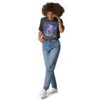 Cosmic Cowboy Organic Cotton T-Shirt - Western Space Art Tee - Design Delight Studio