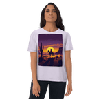 Desert Cowboy Organic Cotton T-Shirt - Western Sunset Graphic Tee - Design Delight Studio