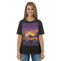 Desert Cowboy Organic Cotton T-Shirt - Western Sunset Graphic Tee - Design Delight Studio