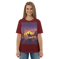 Desert Cowboy Organic Cotton T-Shirt - Western Sunset Graphic Tee - Design Delight Studio