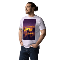 Desert Cowboy Organic Cotton T-Shirt - Western Sunset Graphic Tee - Design Delight Studio